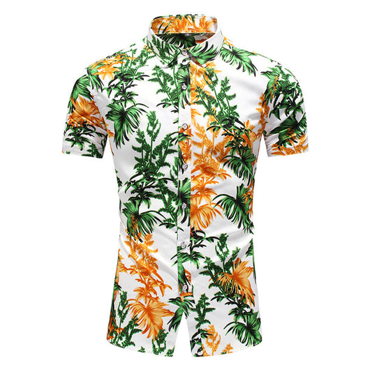 Youthup Mens Botanical Print Hawaiian Beach Shirt
