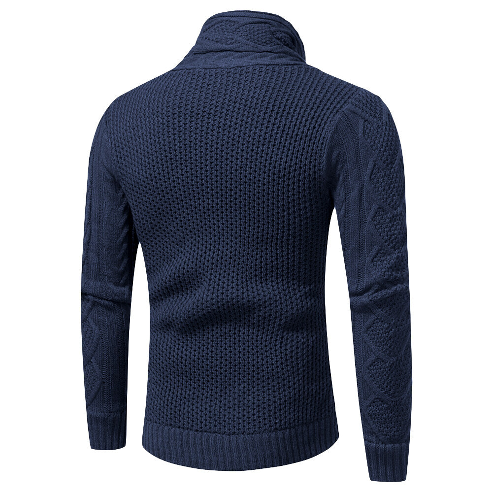 Youthup Mens Knitted Jacket Turtleneck Cardigan Sweaters