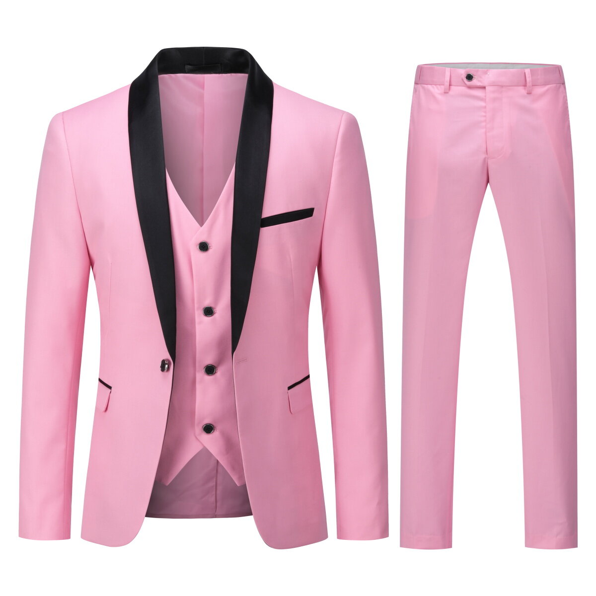 Youthup Mens 3-Pce Business Suit Slim Fit Wedding Party Blazer and Vest and Pants