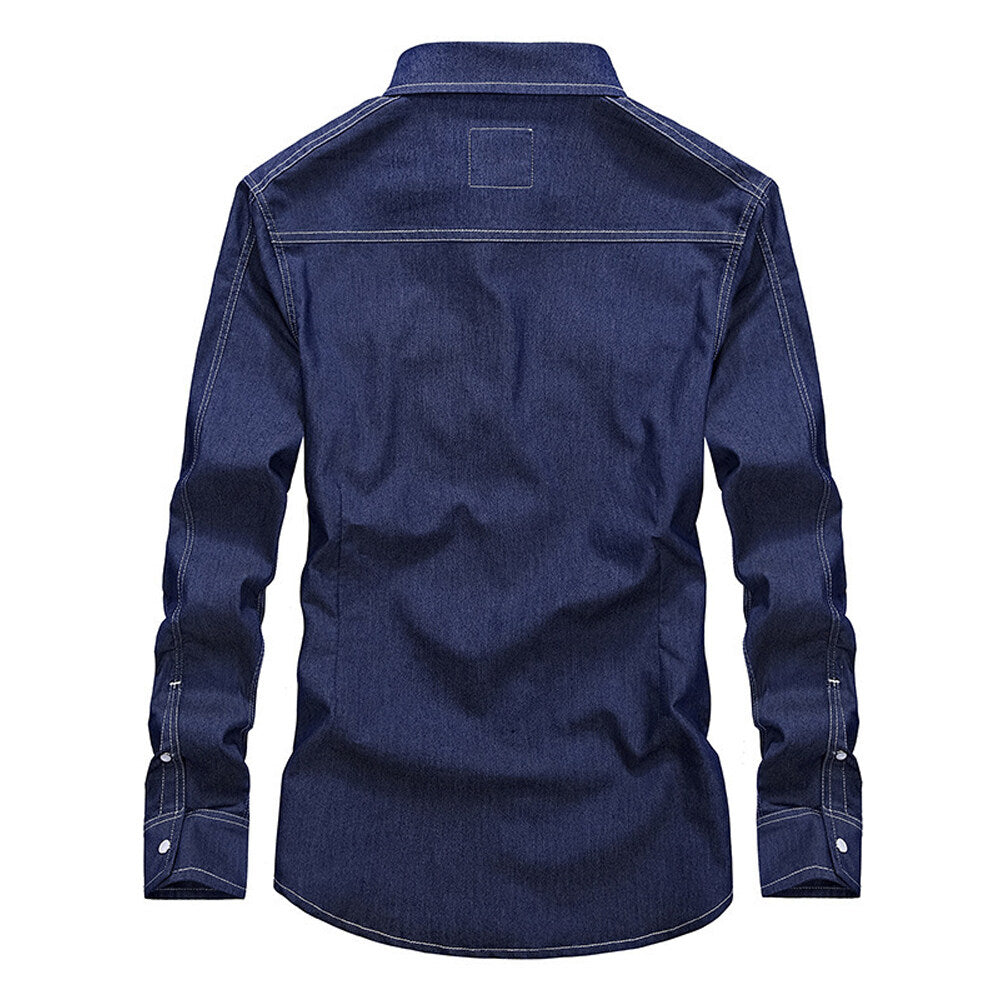 Youthup Mens Slim Fit Cotton Denim Shirt