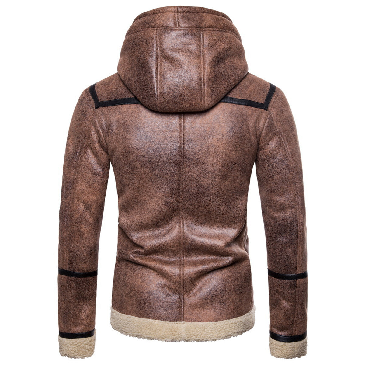 Youthup Mens Cashmere Lined Button Fur Coat