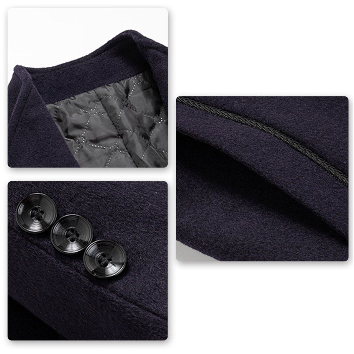 Youthup Mens Wool Blend Casual Overcoat Single Breasted Coat