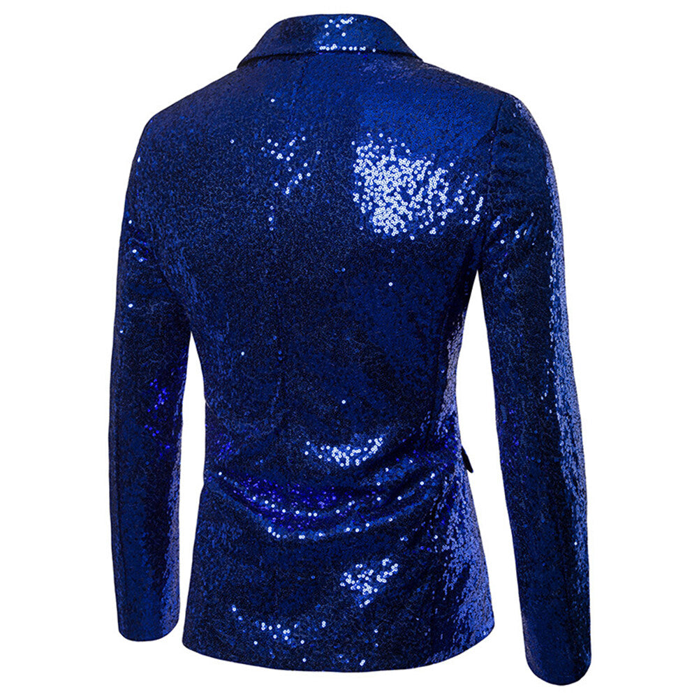 YOUTHUP Mens One Button Sequin Dress Suit Jacket Party Festival Tuxedo