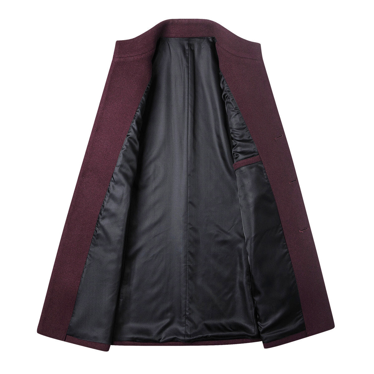 Youthup Mens Slim-Fit Stand Collar Woolen Coat