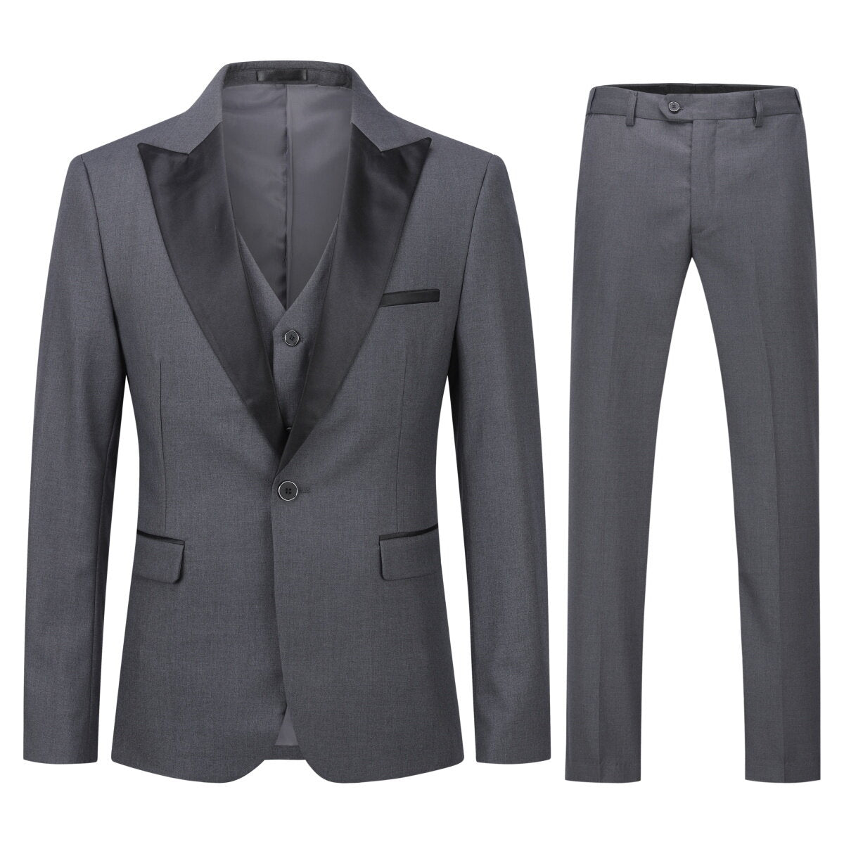 Youthup Mens 3Pce Business Wedding Dinner Suit Blazer and Vest and Tuxedo Pants