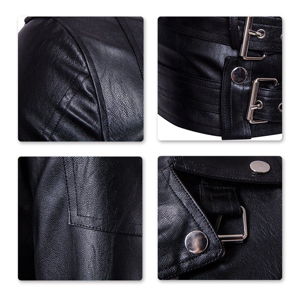 Youthup Mens Fashion Slim Zipper Bomber Faux Leather Motorcycle Jacket