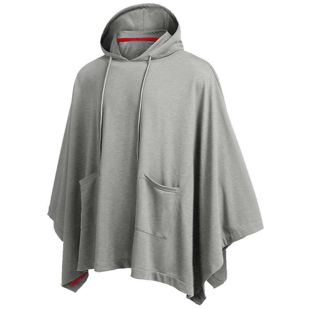 YOUTHUP Mens Solid Color Loose Cape Hoodie