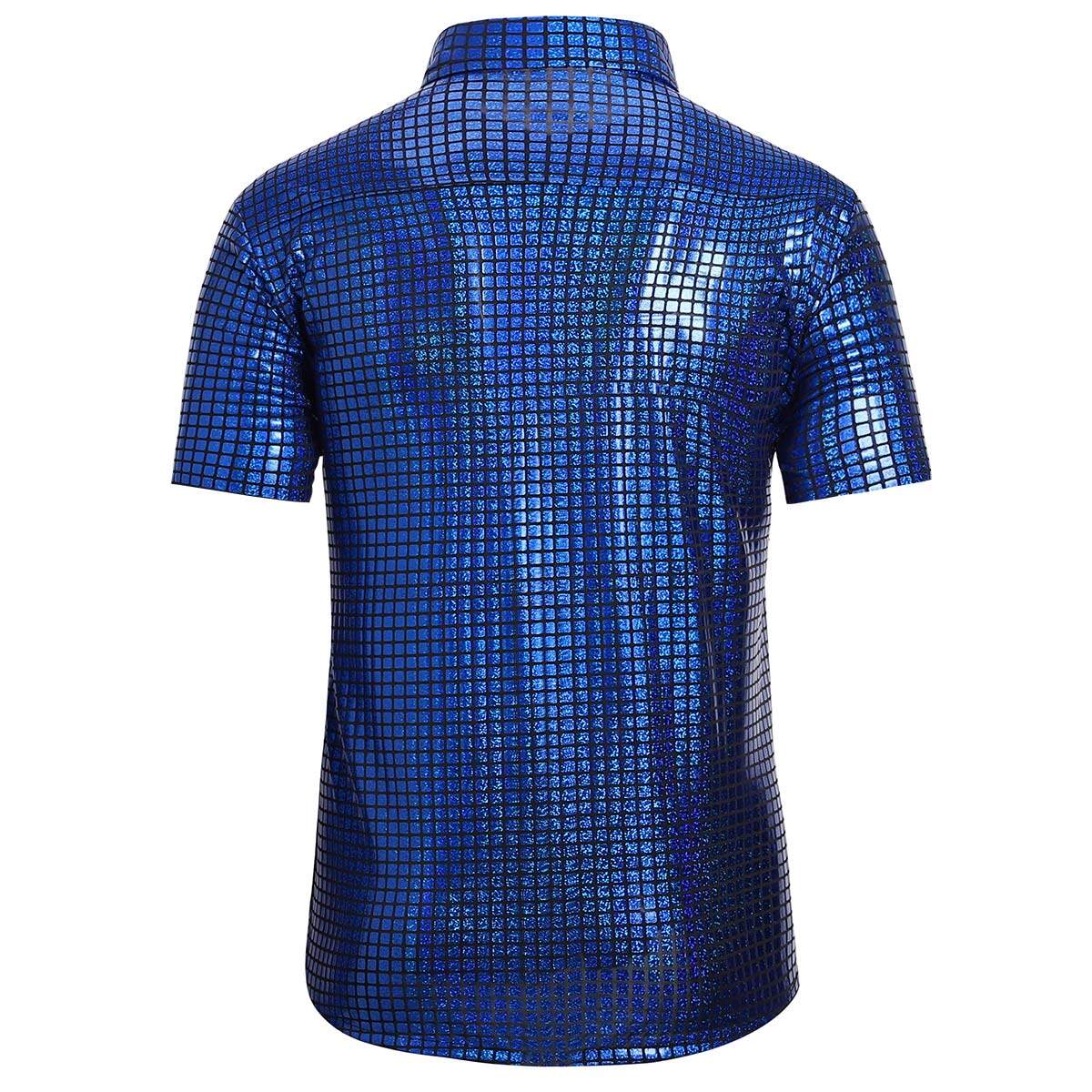 Youthup Mens Plaid Shiny Party Shirt