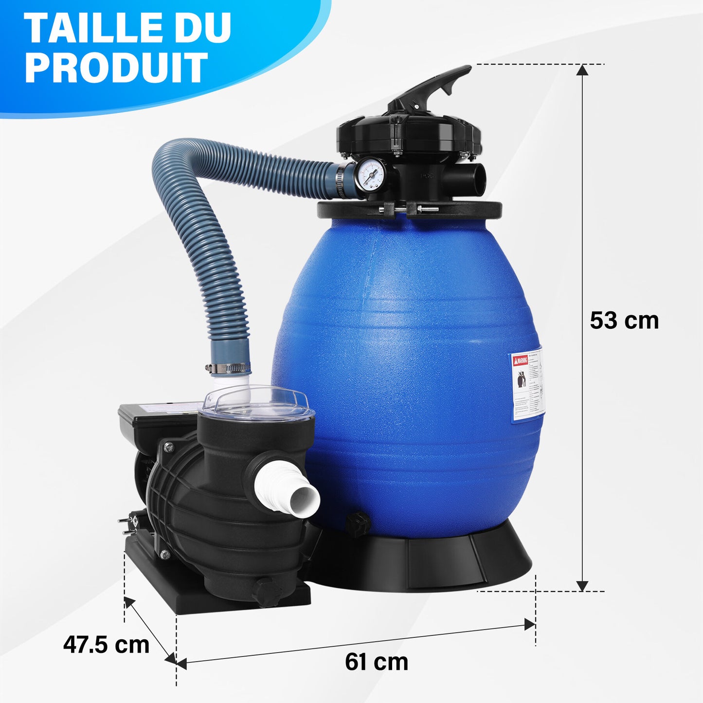 Geïntegreerde zandfilterpomp Zwart en blauw 61x47,5x53cm