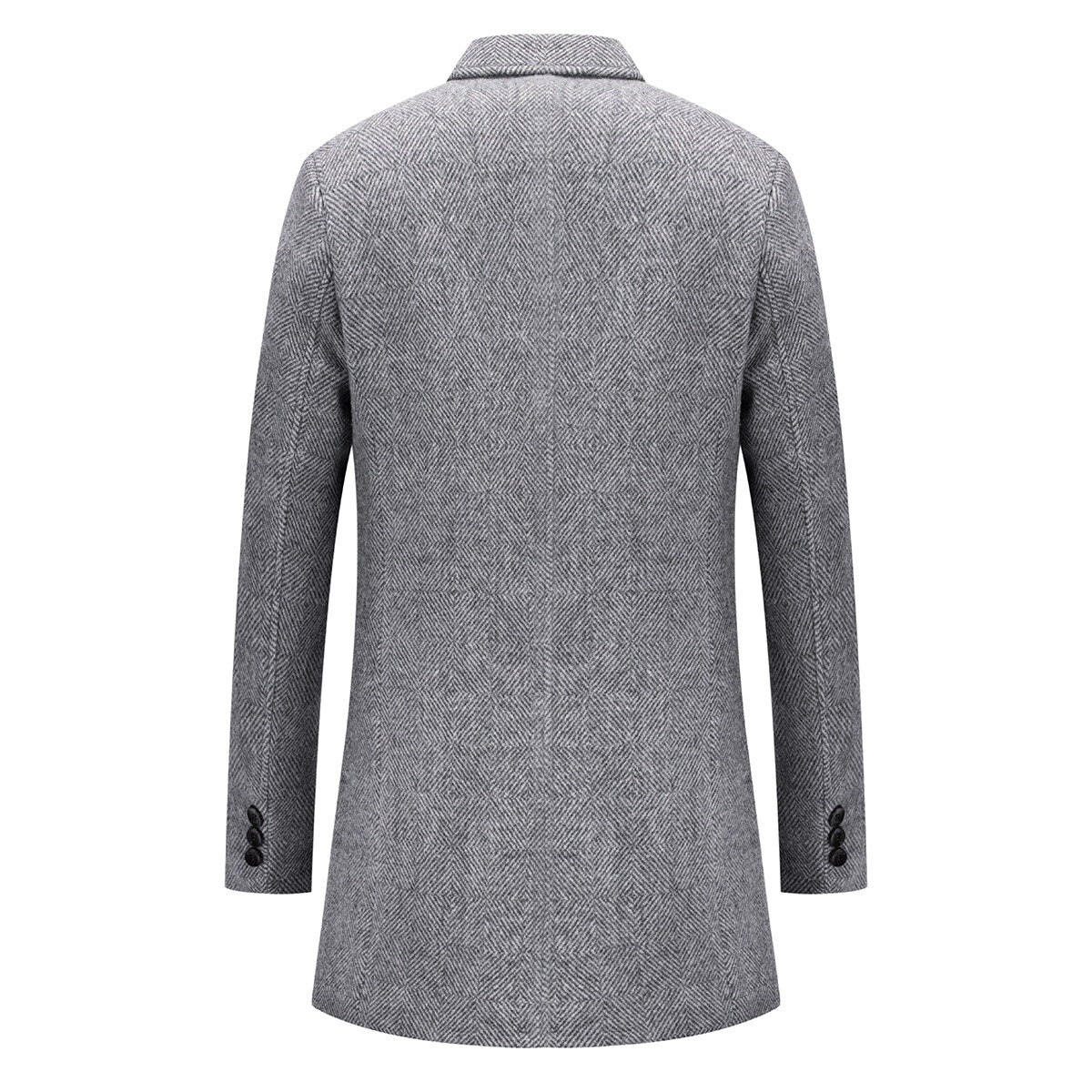 YOUTHUP Mens Knitted Wool Coat Windproof Solid Color Lapel Long Coat