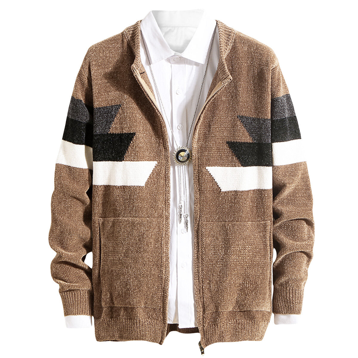 Youthup Unisex Loose Oversized Knit Zip Sweater Jacket