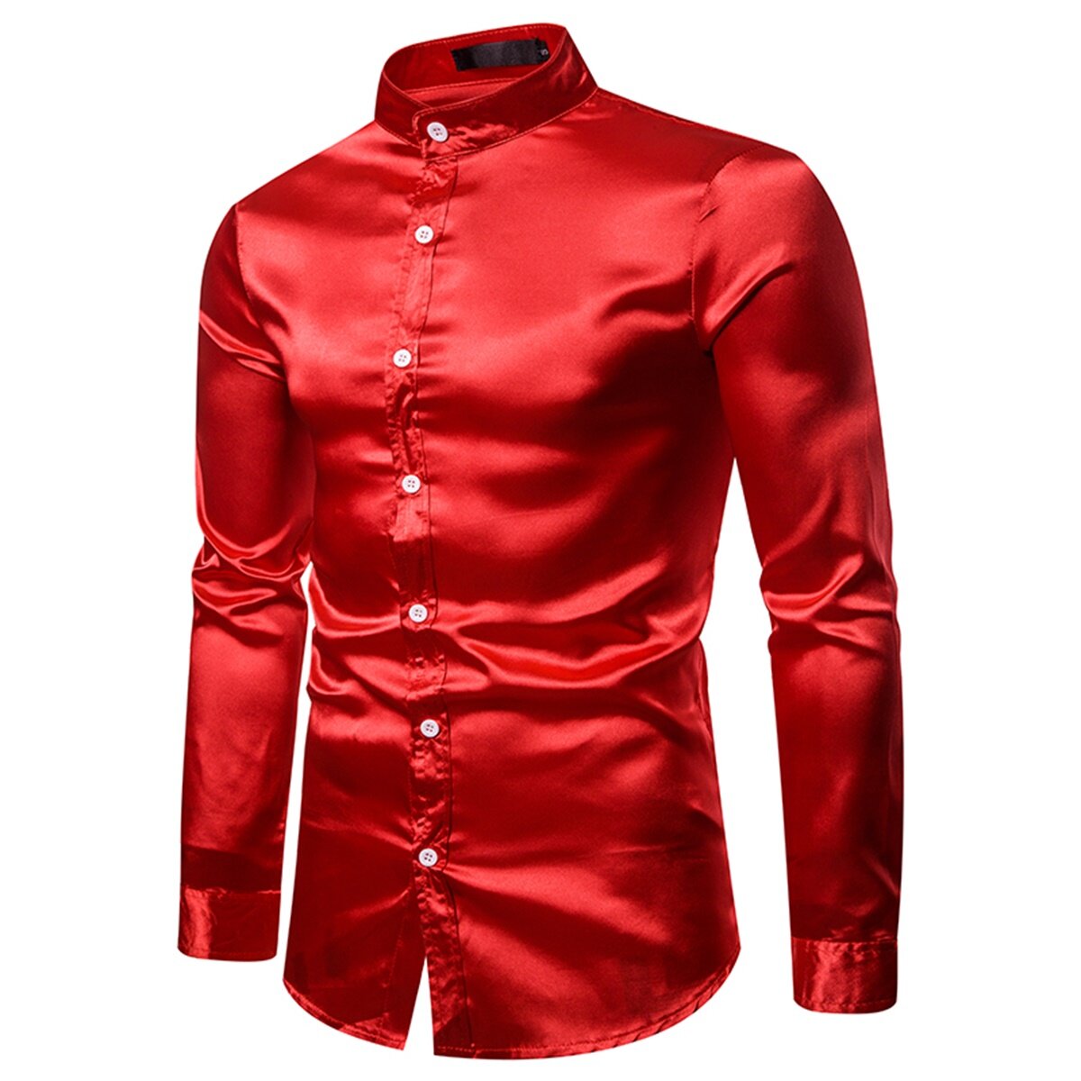 Youthup Mens Shiny LongSleeved Slim Fit Formal Shirt