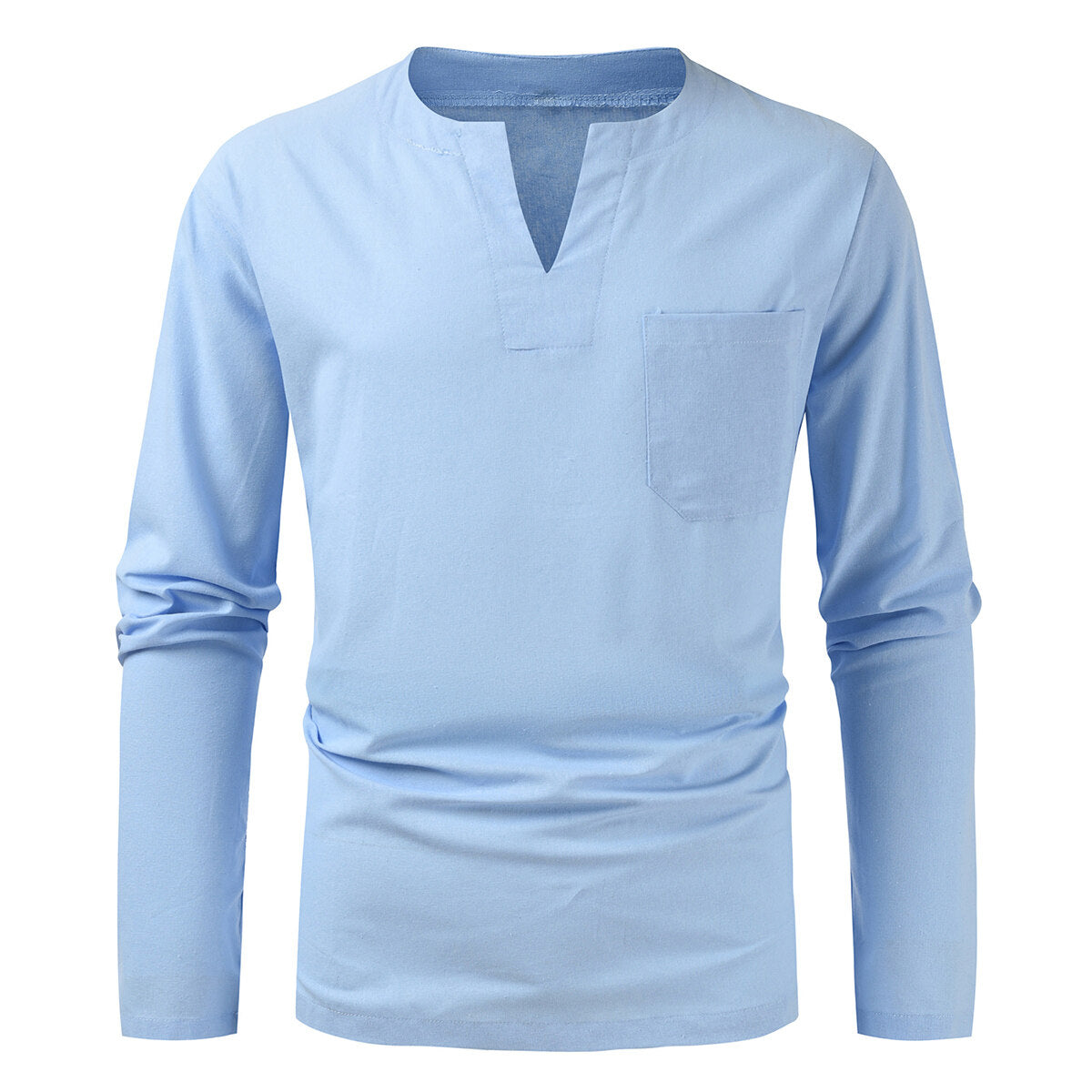 Youthup Mens Collarless Long Sleeve Shirt