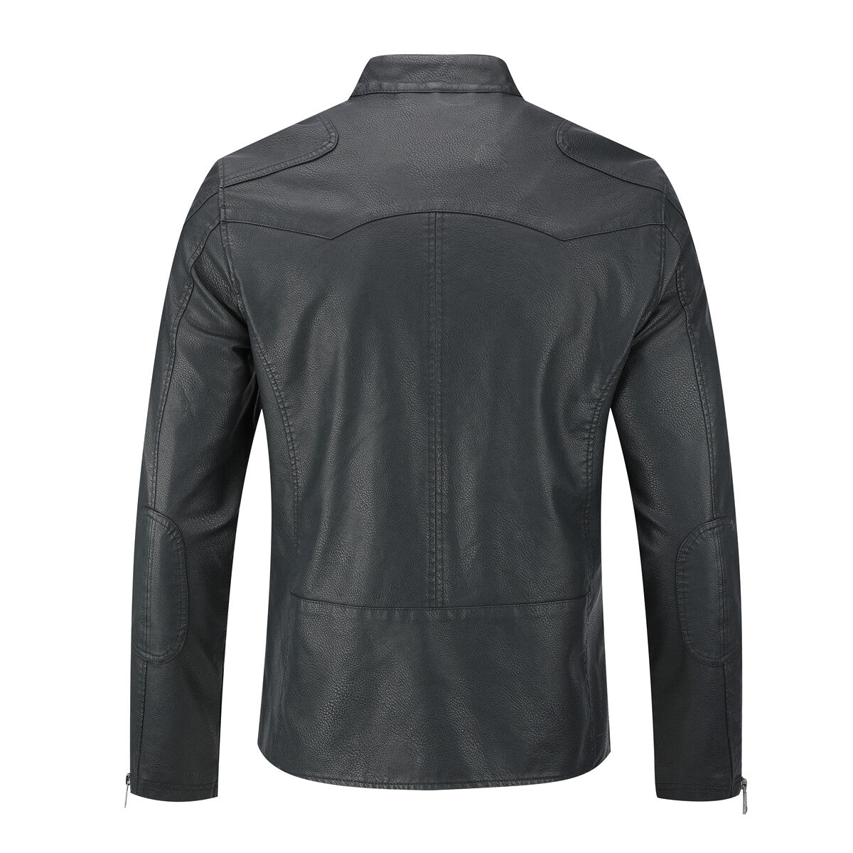 Youthup Mens One Side Pockets Trim Slim Fit Leather Jackets