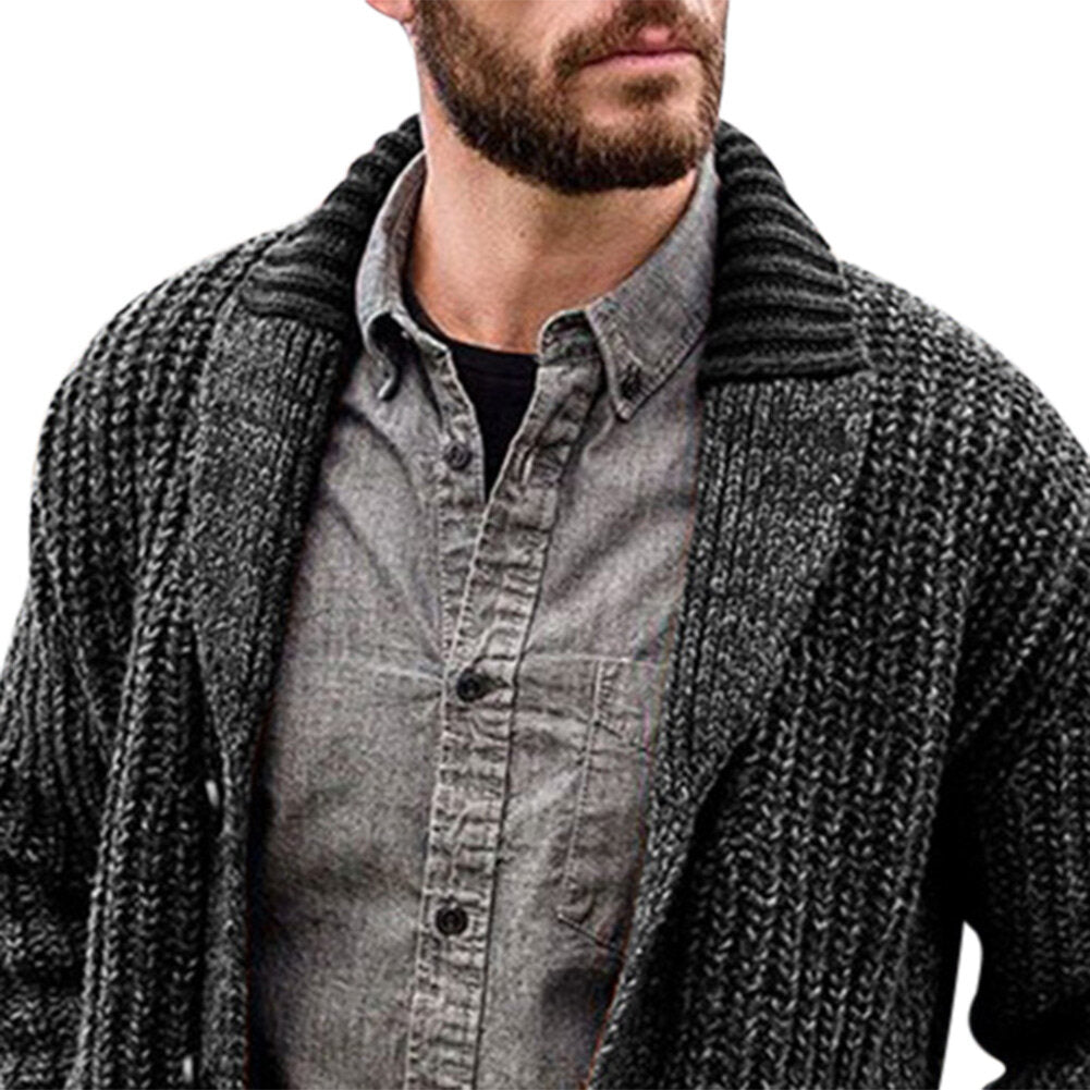 Youthup Mens Lapel Sweater Knitted Cardigan