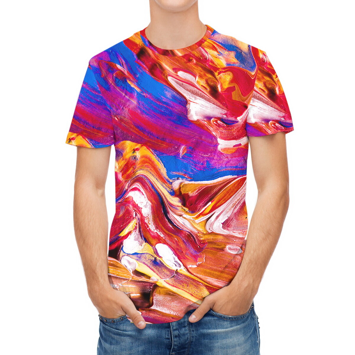 Youthup Mens Marble Print Short Sleeve Shirt