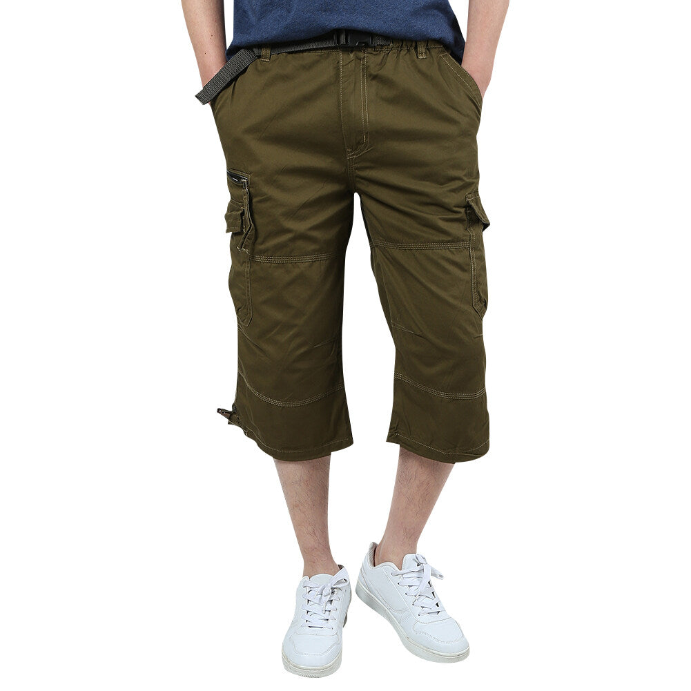 Youthup Mens Multi-Pocket Cargo Cropped Pants