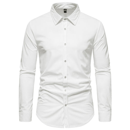 YOUTHUP Mens Casual Corduroy Shirt Long Sleeve Slim Lapel Padded Top