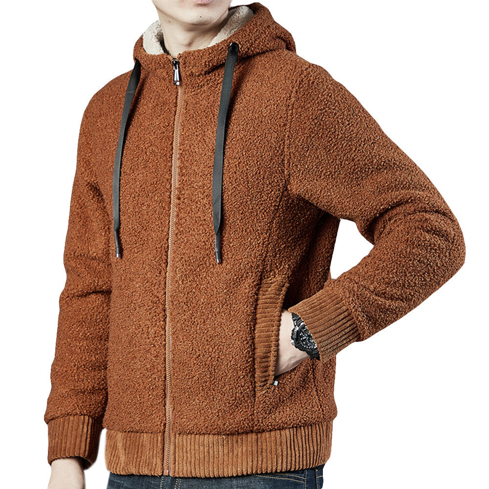 Youthup Mens Loose Fit Hooded Fleece Lined Thicken Cotton Padded Jacket