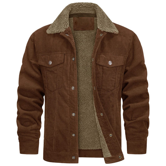 Youthup Mens Velvet Corduroy Thick Fleece Lined Jacket