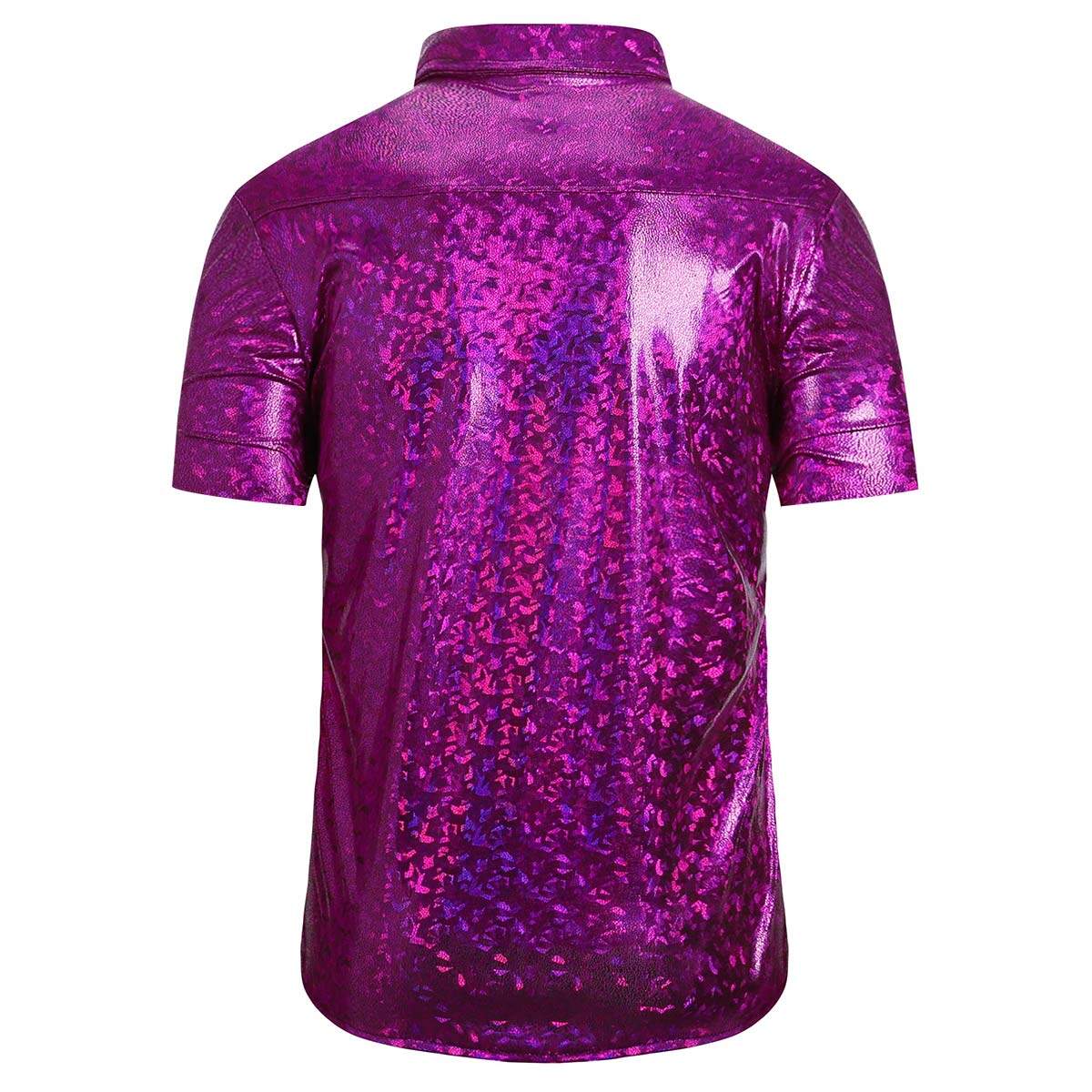 Youthup Mens Shadow Print Shiny Slim Fit Shirt