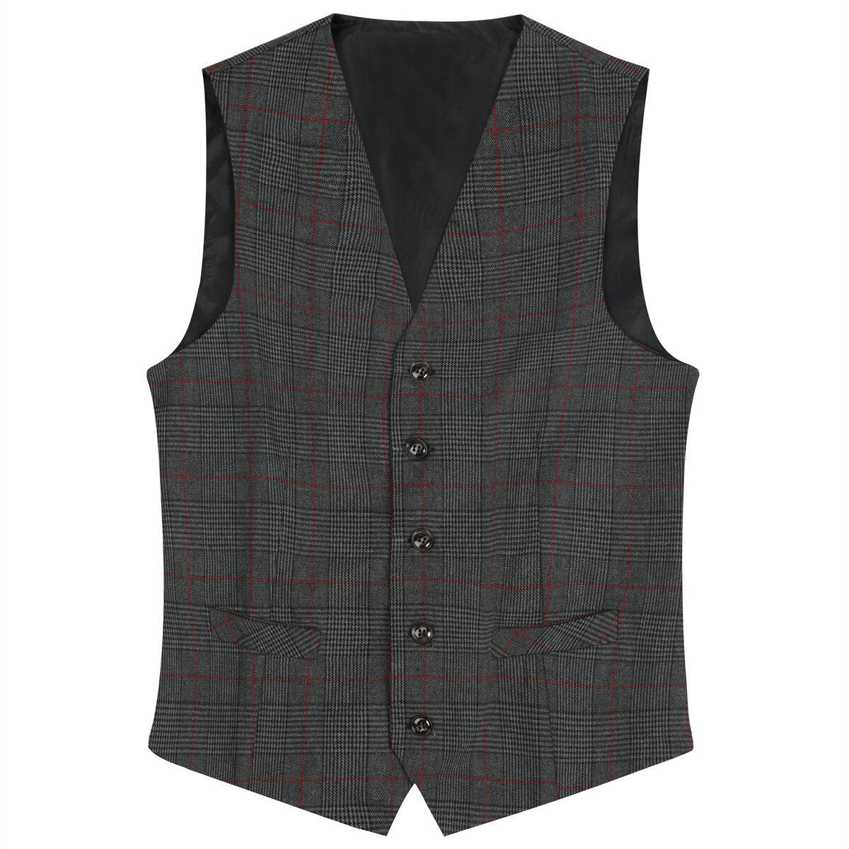 Youthup Mens Plaid Suit Vest Business Slim Fit Formal Dress Waistcoat
