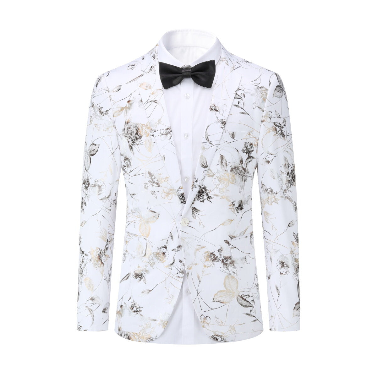 YOUTHUP Mens 2 Piece Floral Suit Set Slim Fitt 1 Button Down Formal Suit Jacket Pants