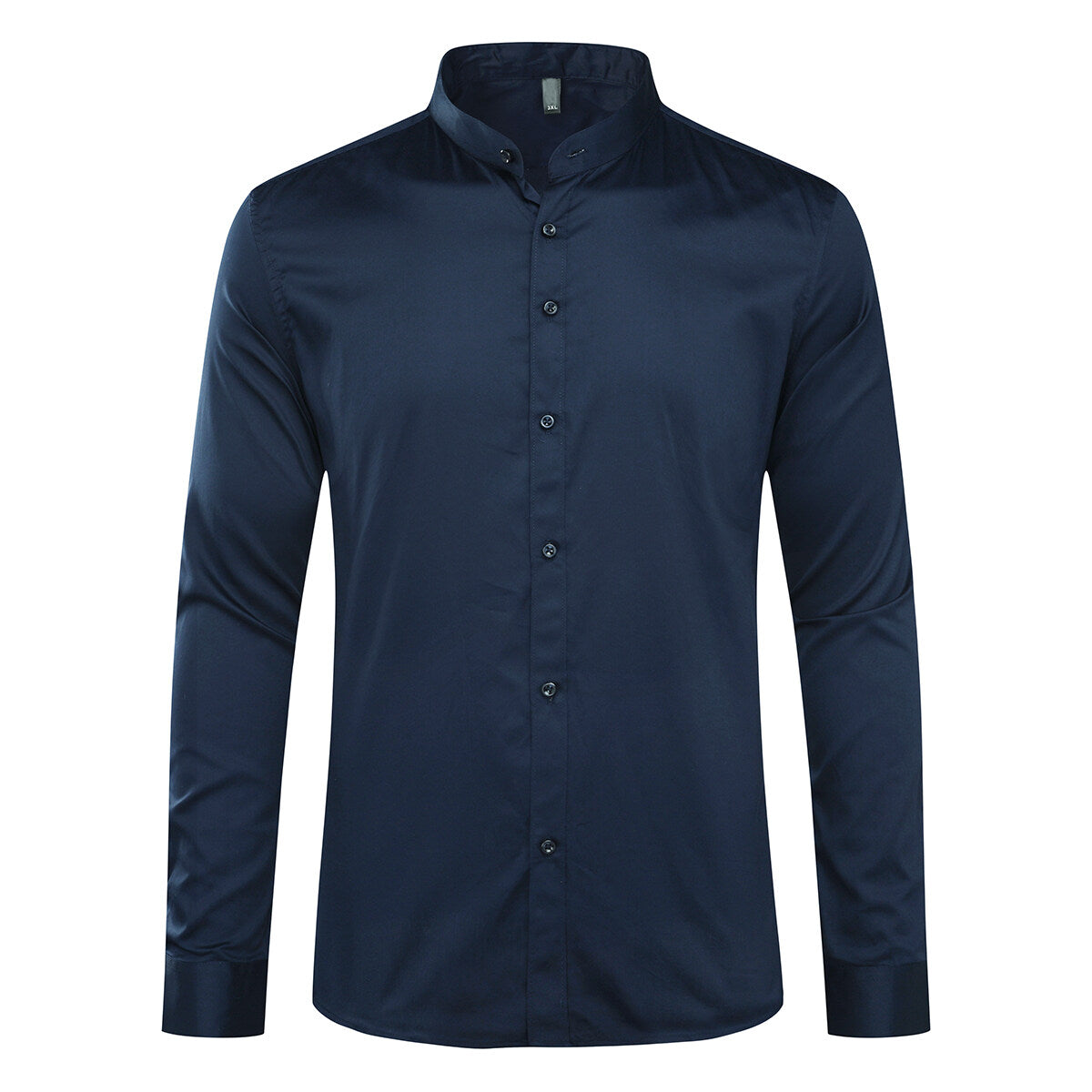 Youthup Mens Business Work Cotton Stand Collar Slim Long Sleeve Button Down Shirt
