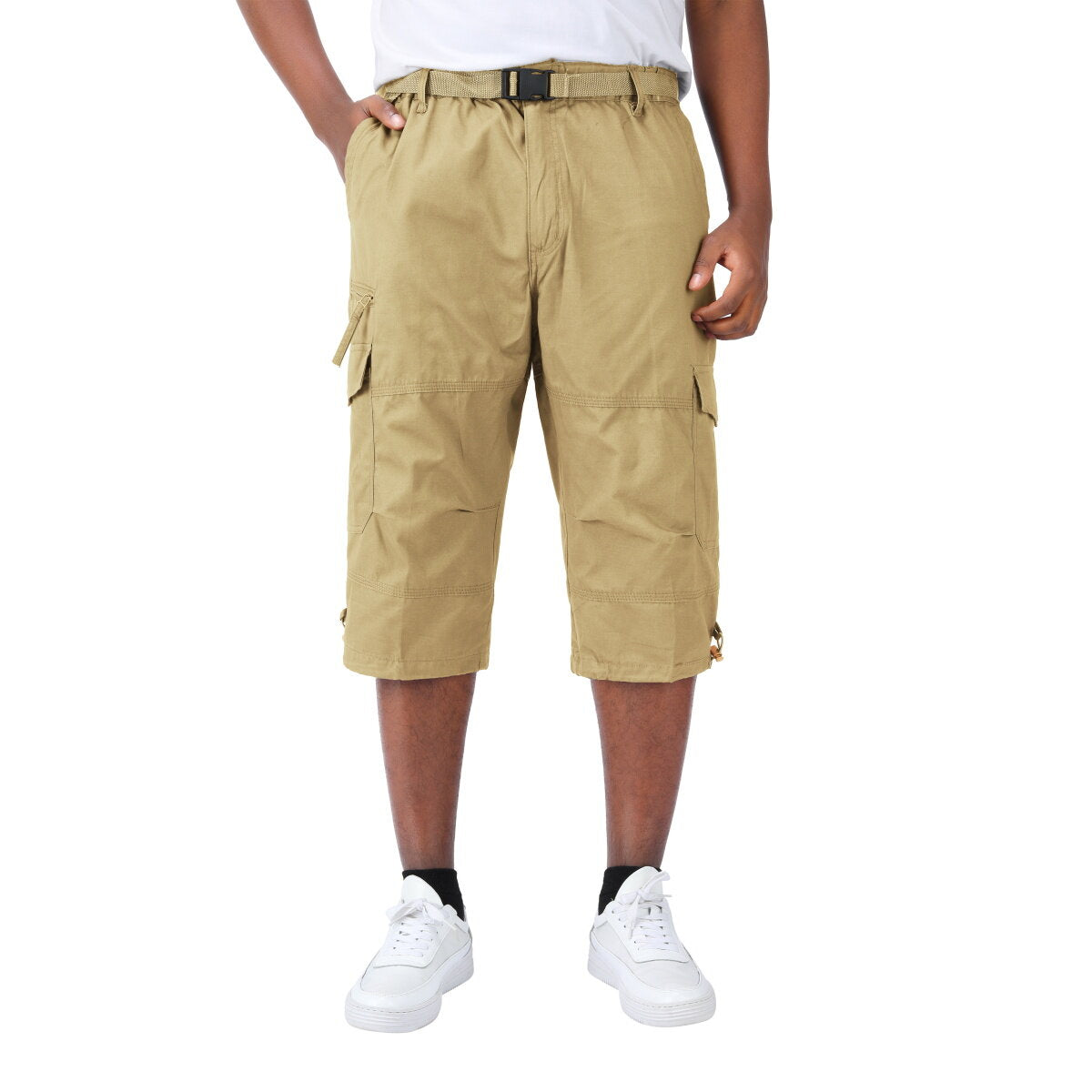 Youthup Mens Multi-Pocket Cargo Cropped Pants