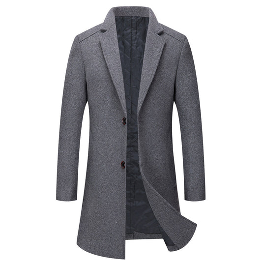 Youthup Mens Winter Single Breasted Wool Blend Mid-length Coat