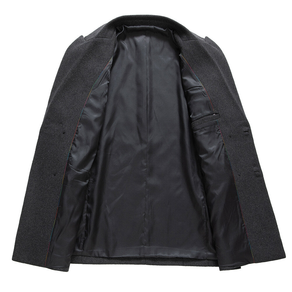 Youthup Mens Double-Breasted Wool Blazer Slim Fit Velvet Coat