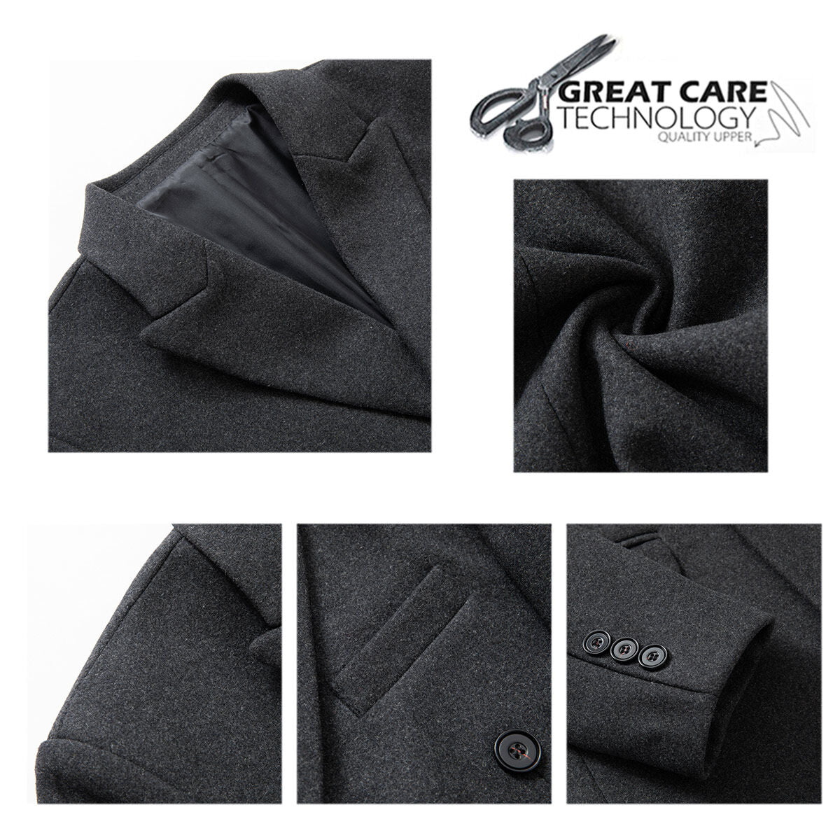 Youthup Mens Double-Breasted Wool Blazer Slim Fit Velvet Coat