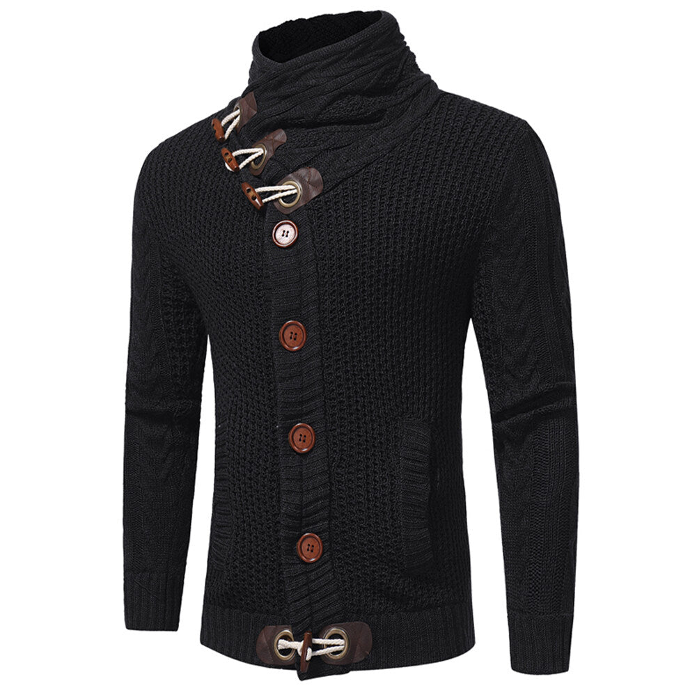 Youthup Mens Knitted Jacket Turtleneck Cardigan Sweaters