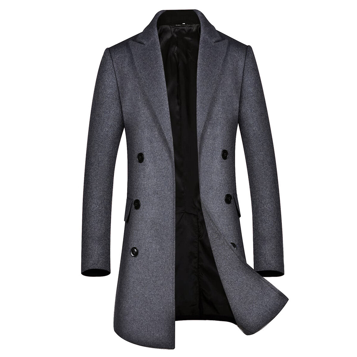 Youthup Mens Classic Trench Coat Double Breasted Wool Overcoat