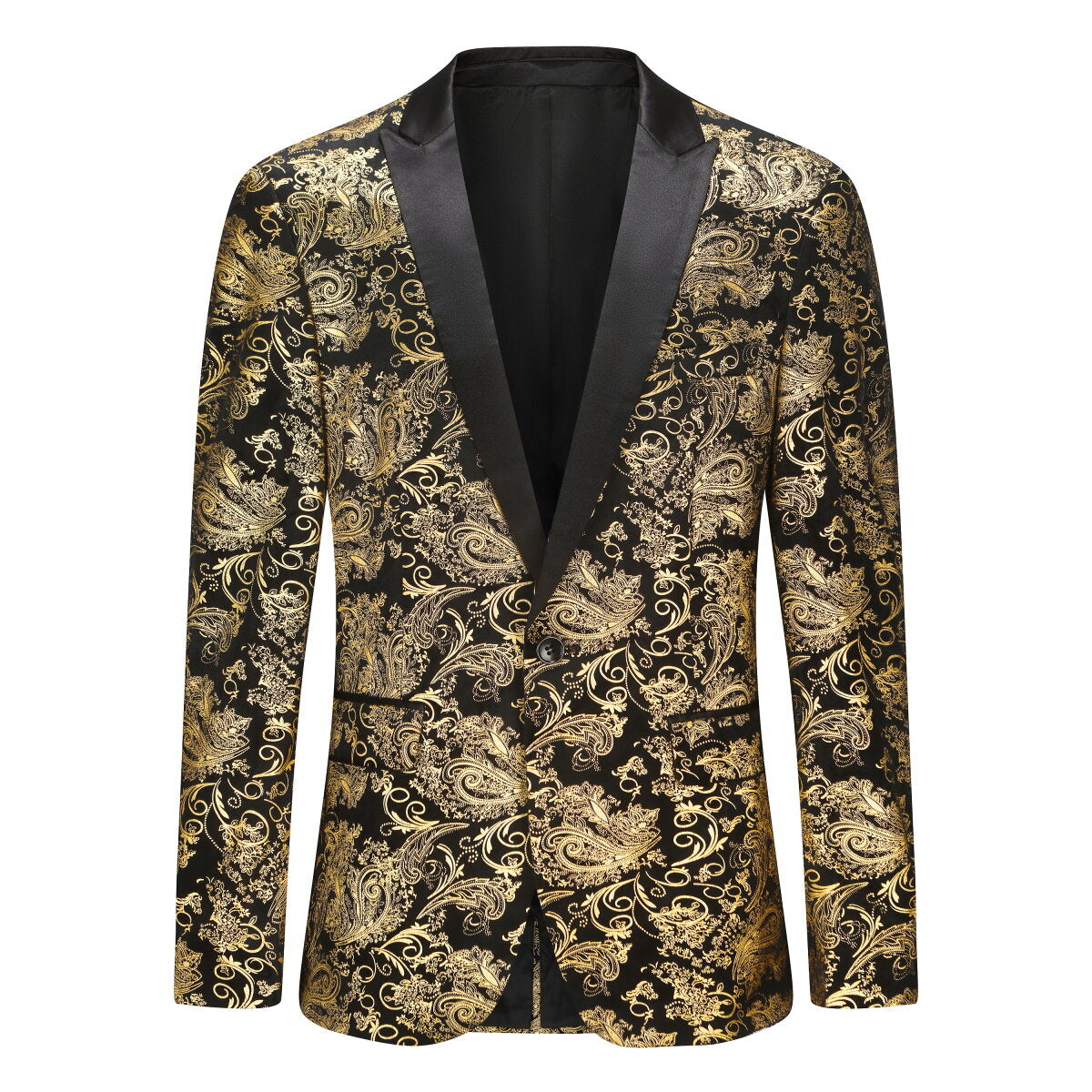 YOUTHUP Mens Party Dress Blazer Slim Fit 1 Button Embroidered Suit