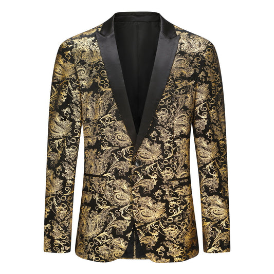 YOUTHUP Mens Party Dress Blazer Slim Fit 1 Button Embroidered Suit