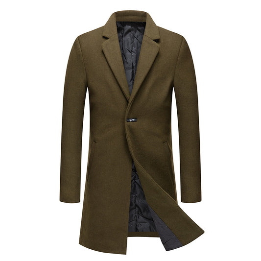 Youthup Mens Wool Blend Coat Lapel Fashion Slim Fit Overcoat