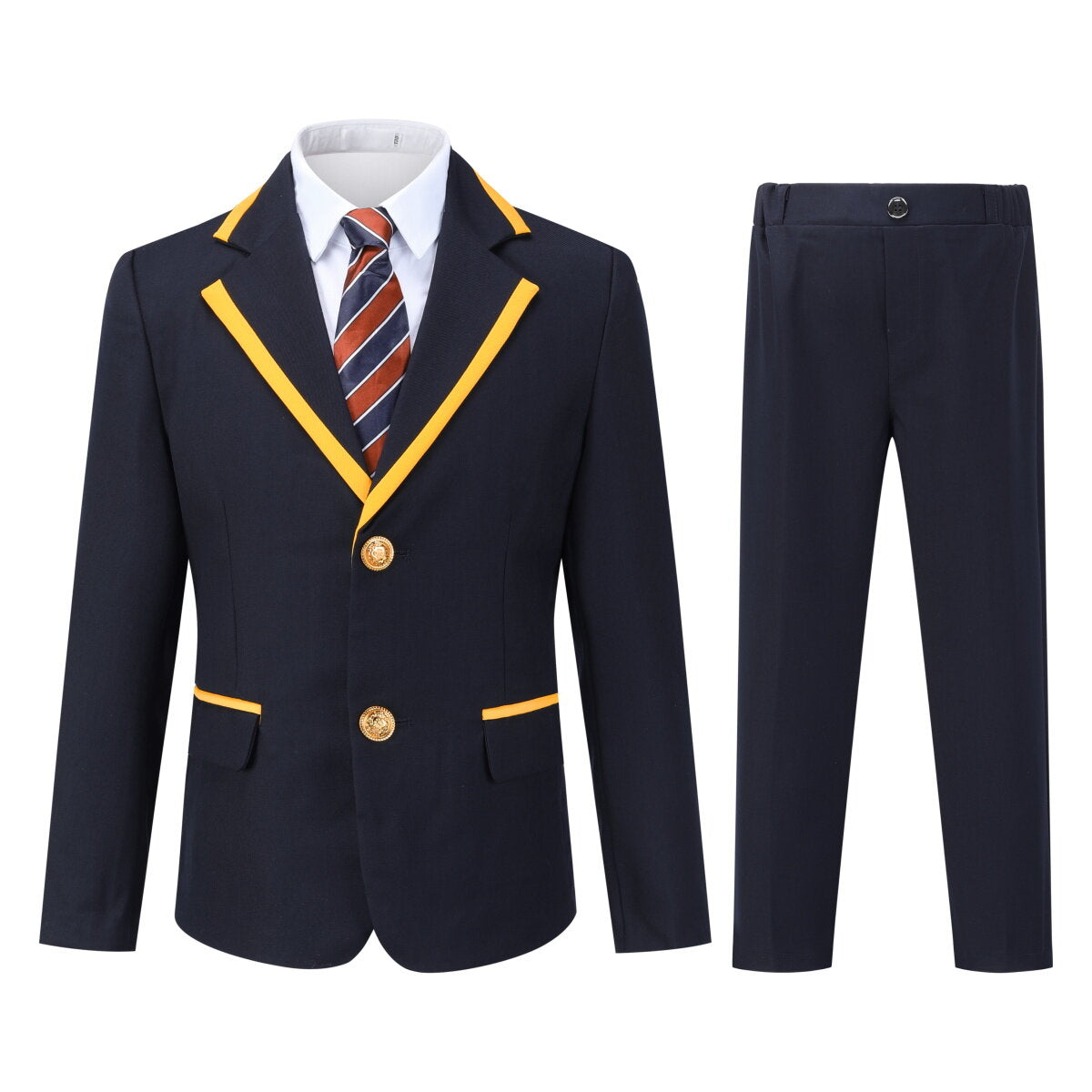 Youthup Boys Teens Uniform 4Pcs Colorblock Suit Wedding Tuxedo Formal Dress