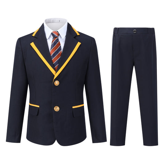 Youthup Boys Teens Uniform 4Pcs Colorblock Suit Wedding Tuxedo Formal Dress