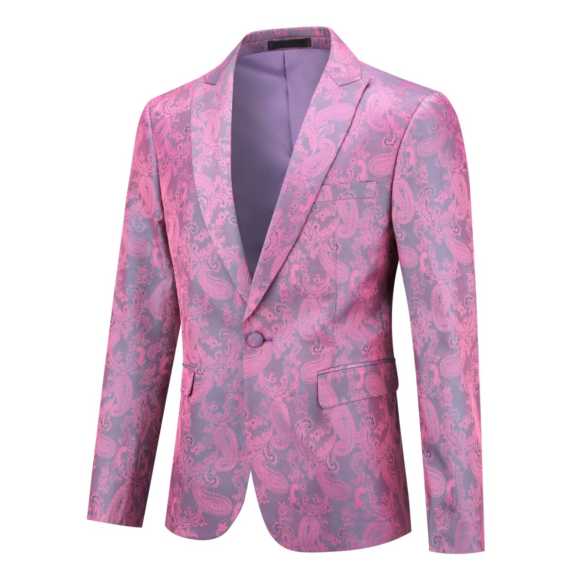 YOUTHUP Mens 2 Piece Paisley 1 Button Lapel Formal Suit Set