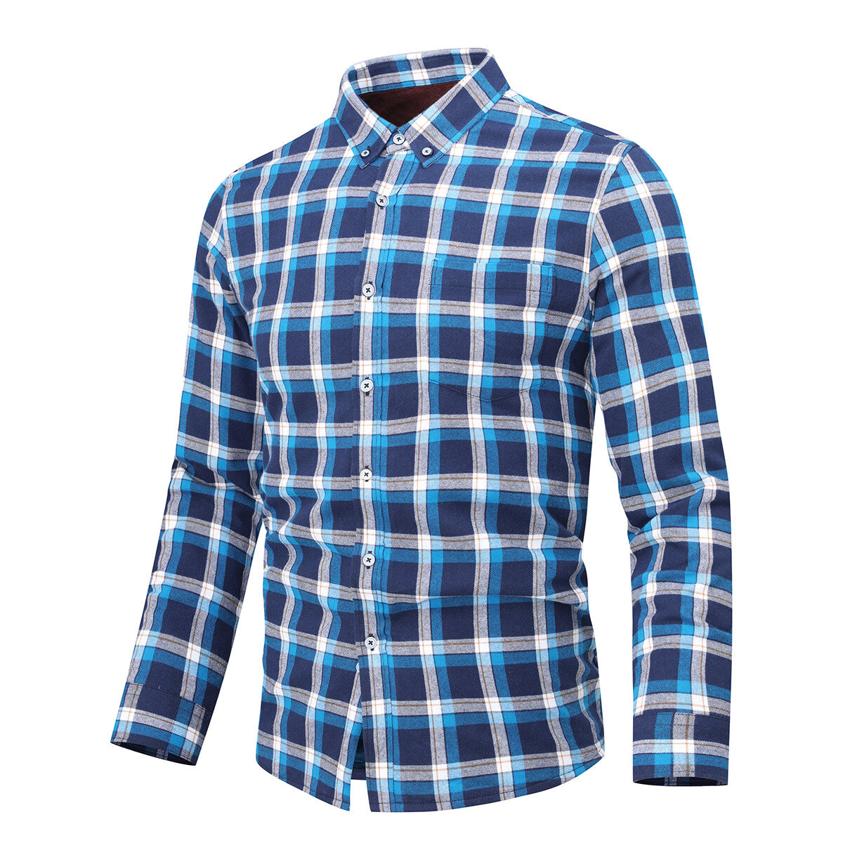 Youthup Mens Casual Striped Plush Colorblock Shirts