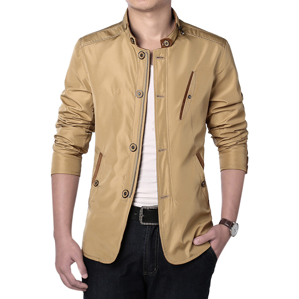 Youthup Mens Slim Fit Button Zip Waterproof Bomber Jacket