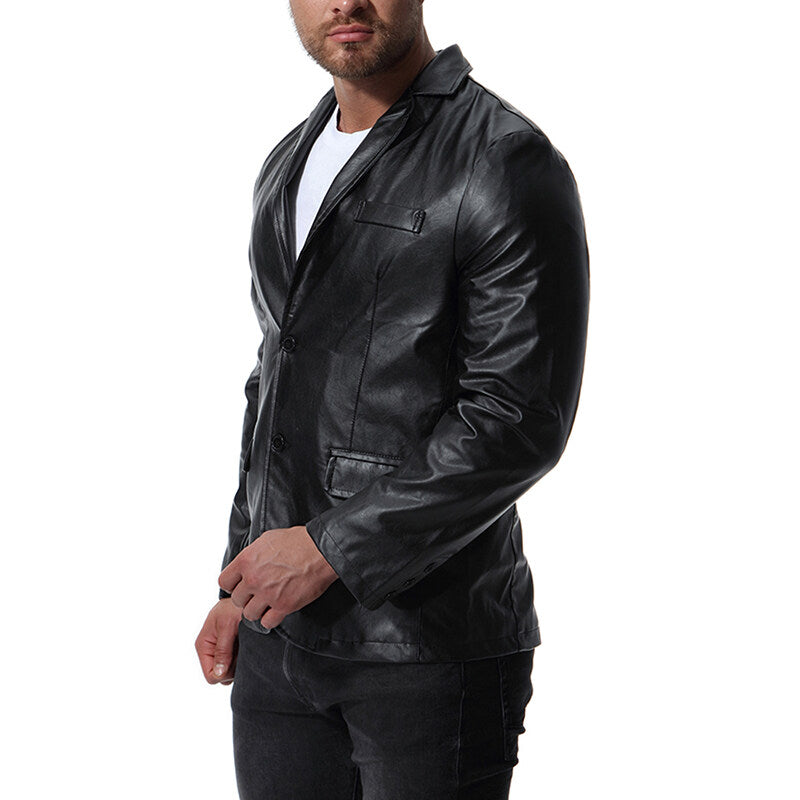 Youthup Mens Slim Fit Leather Blazer Motorcycle Jacket