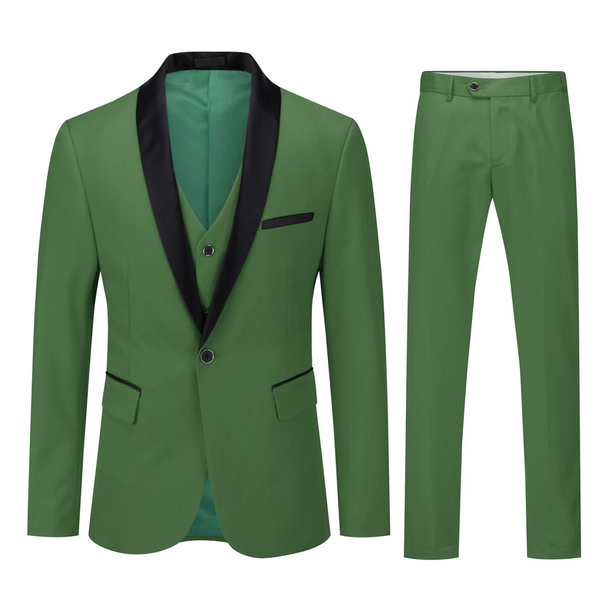 Youthup Mens 3-Pce Business Suit Slim Fit Wedding Party Blazer and Vest and Pants