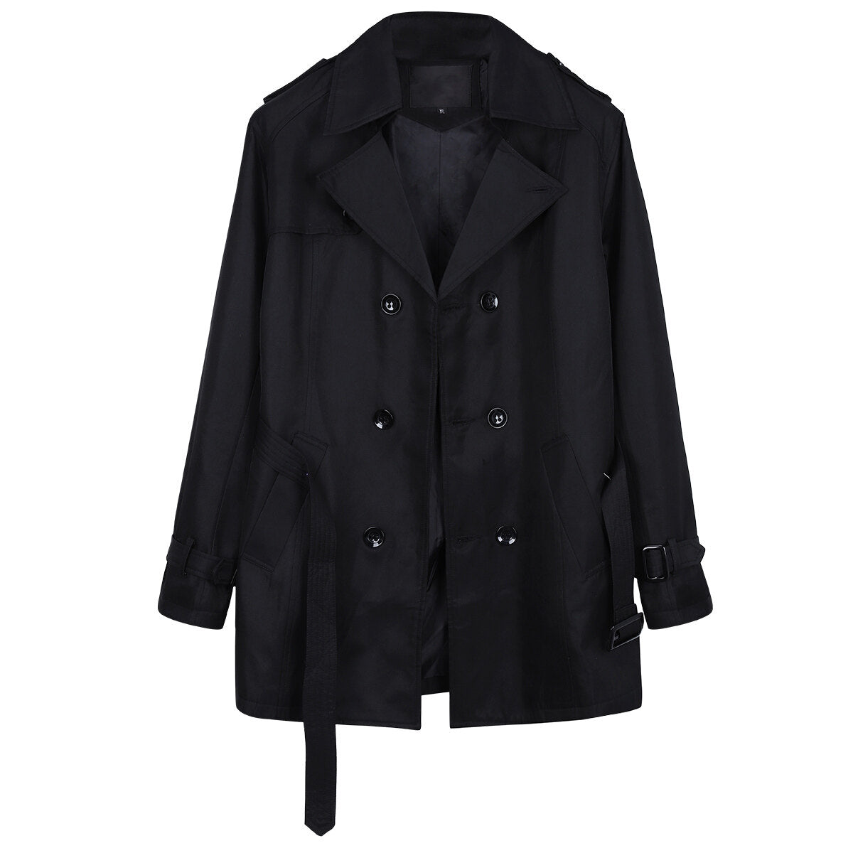Youthup Mens Belted Windbreaker Slim Fit Trench Coat