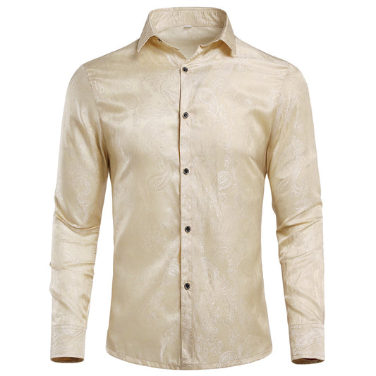 Youthup Mens Paisley Pattern Fitted Shirt