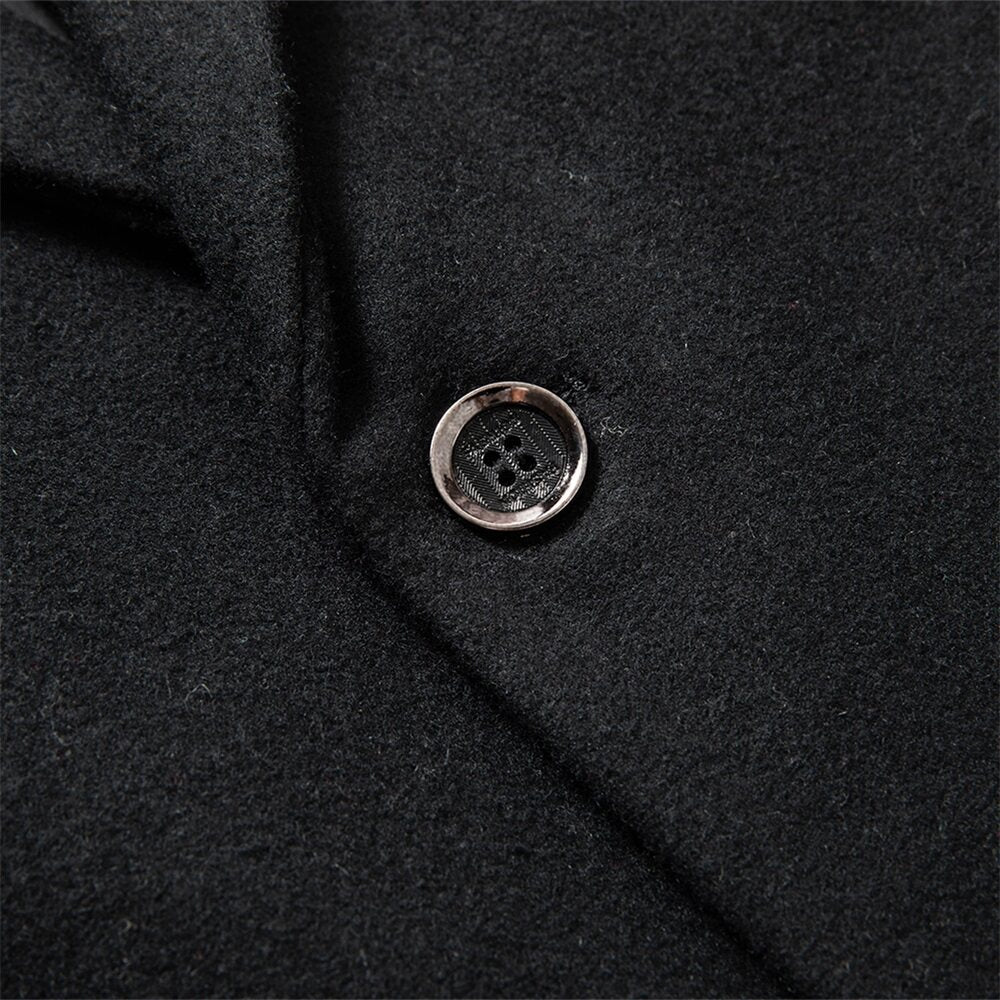 Youthup Mens Winter Single Breasted Wool Blend Mid-length Coat