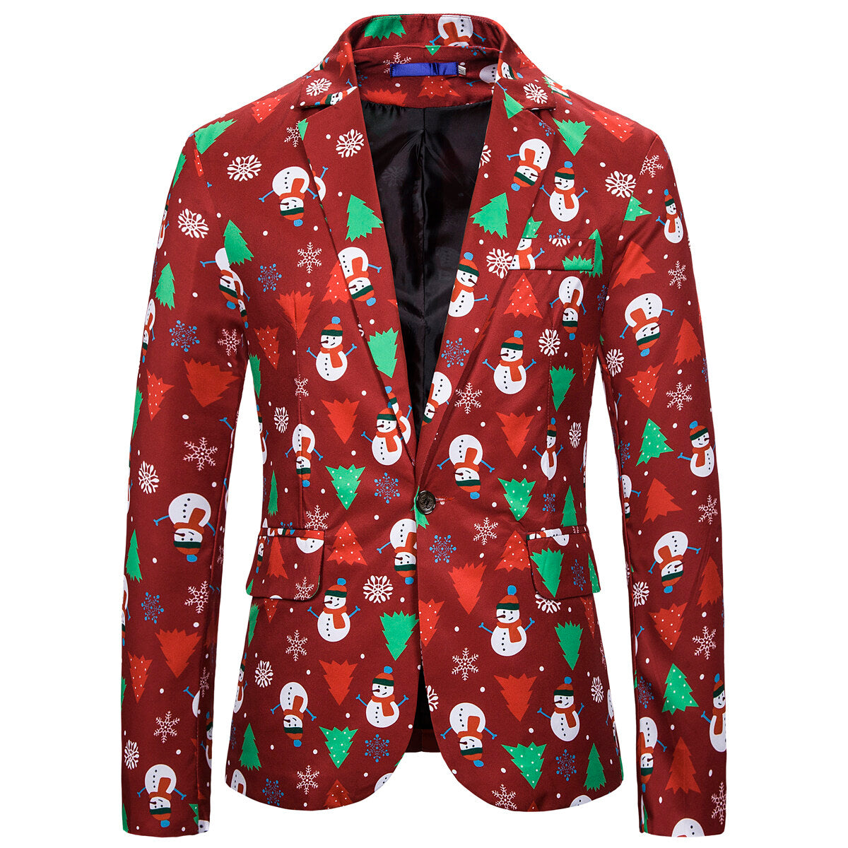 Youthup Mens Christmas Snowman Printed Jacket Suit Blazer