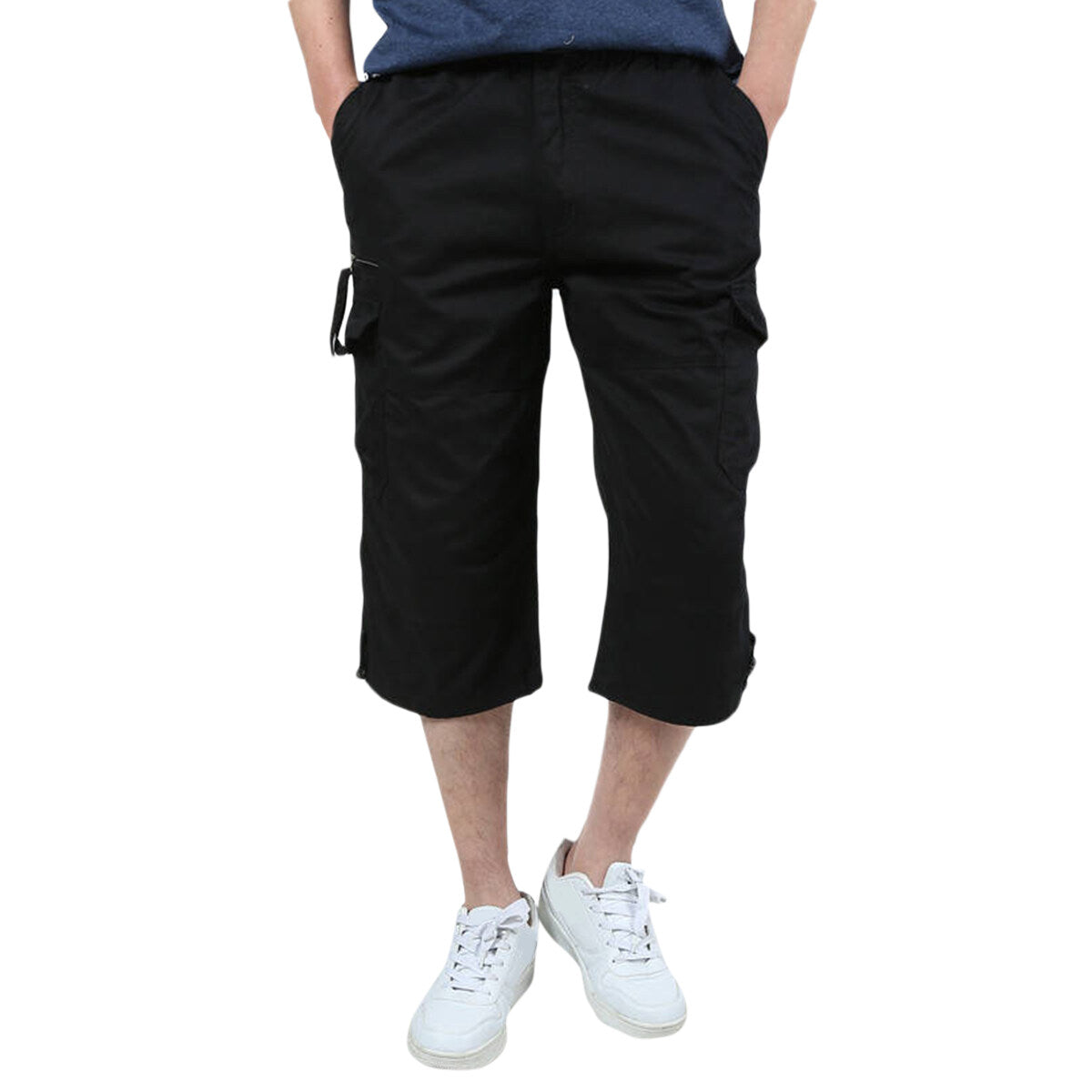 Youthup Mens Multi-Pocket Cargo Cropped Pants