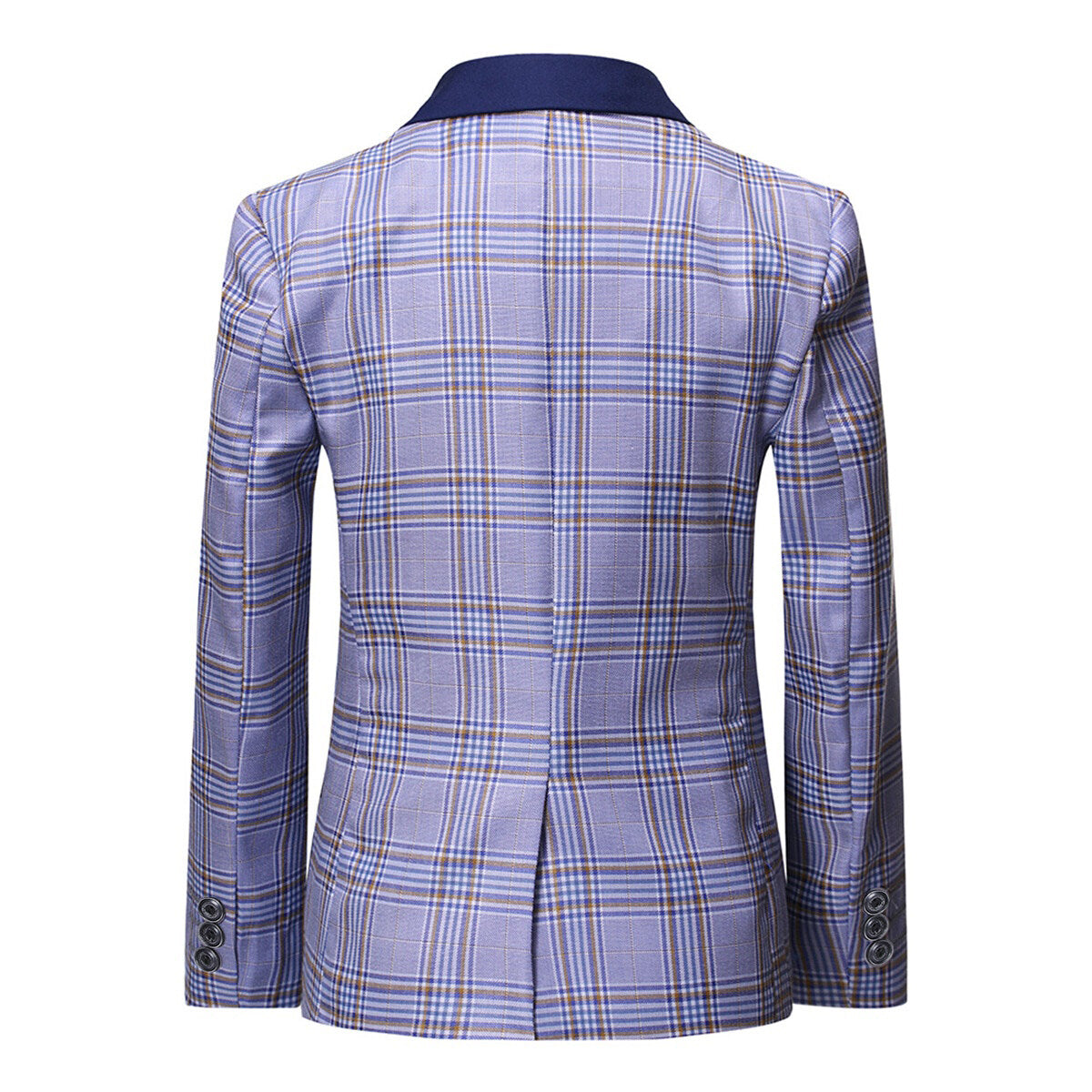 Youthup Boys 3Pce Plaid Peaked Lapel Tuxedo Wedding Party Suit Set
